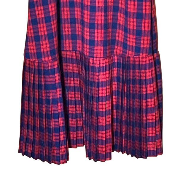 Urban Outfitters Black/Red Plaid Maxi Dress Pleated Bottom Ruffle Sz S - Picture 5 of 10